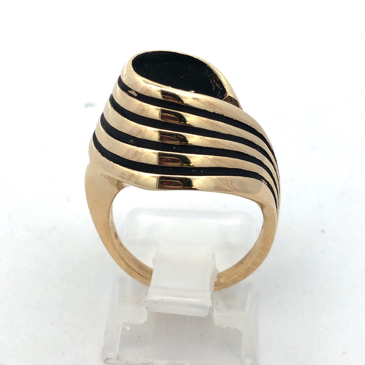 Vintage 14K Yellow Gold Diamond Egyptian King Tut Cocktail Ring