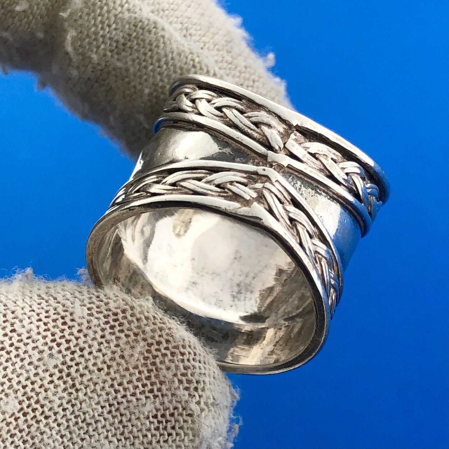 Vintage Estate Sterling Silver 925 Cabochon Onyx Cigar Statement Ring Size 8