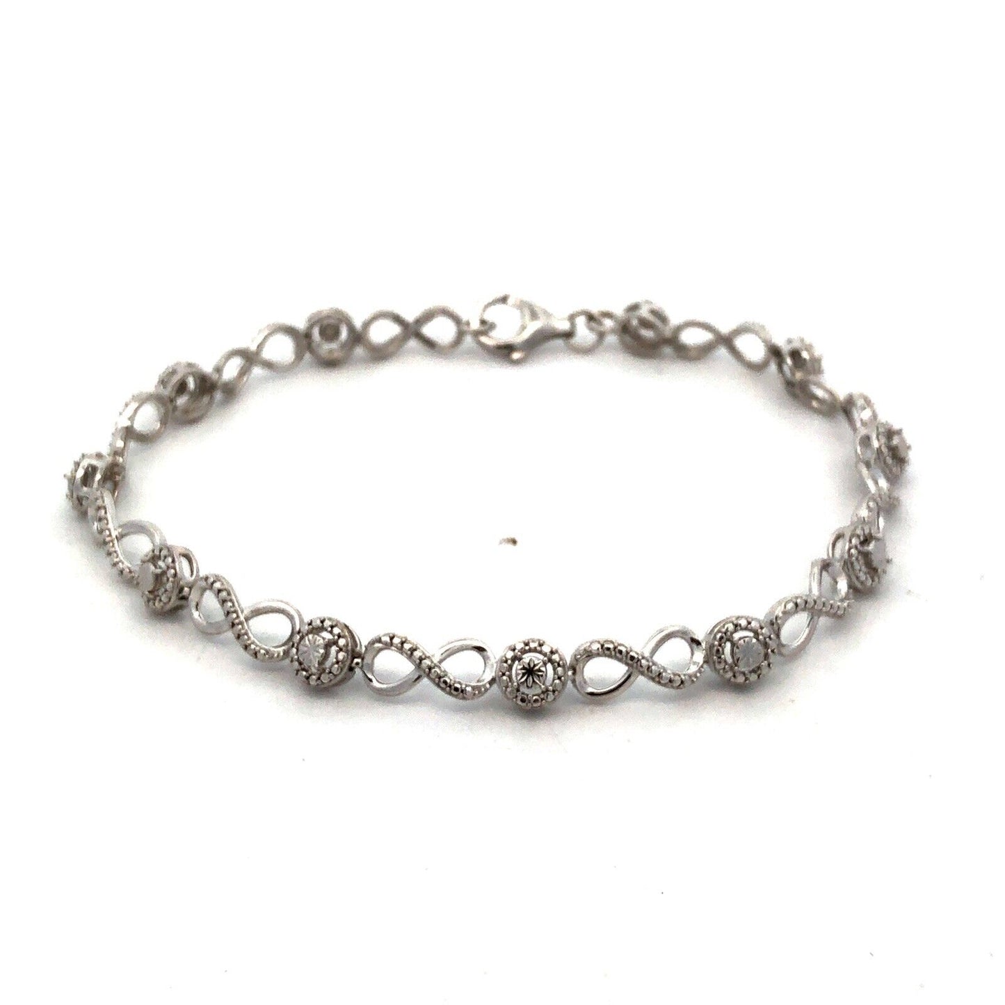 Designer JWBR 925 Sterling Silver Textured Infinity Anniversary Tennis Bracelet