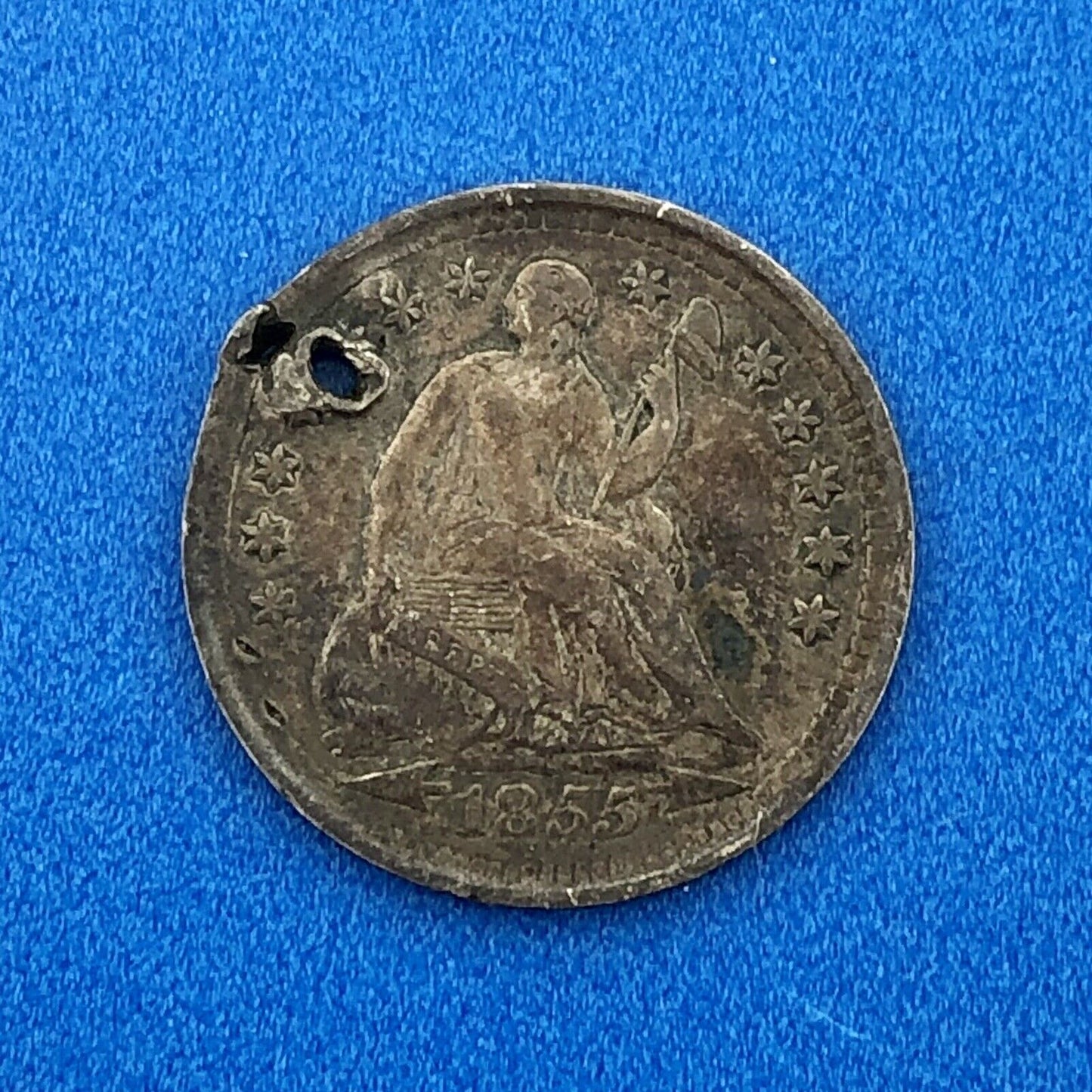 1855 P Seated Liberty Silver Half Dime Type 3 Better Key Rare Philadelphia Coin