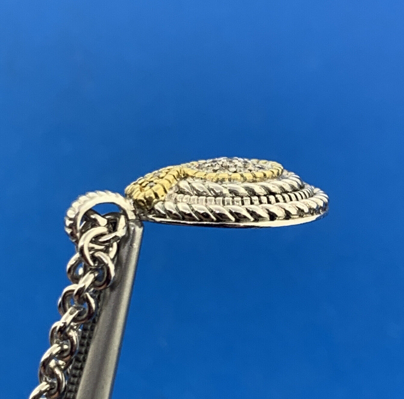 Judith Ripka JR 18K Gold Sterling Diamond Lenox Collection Enhancer w/Chain NWT
