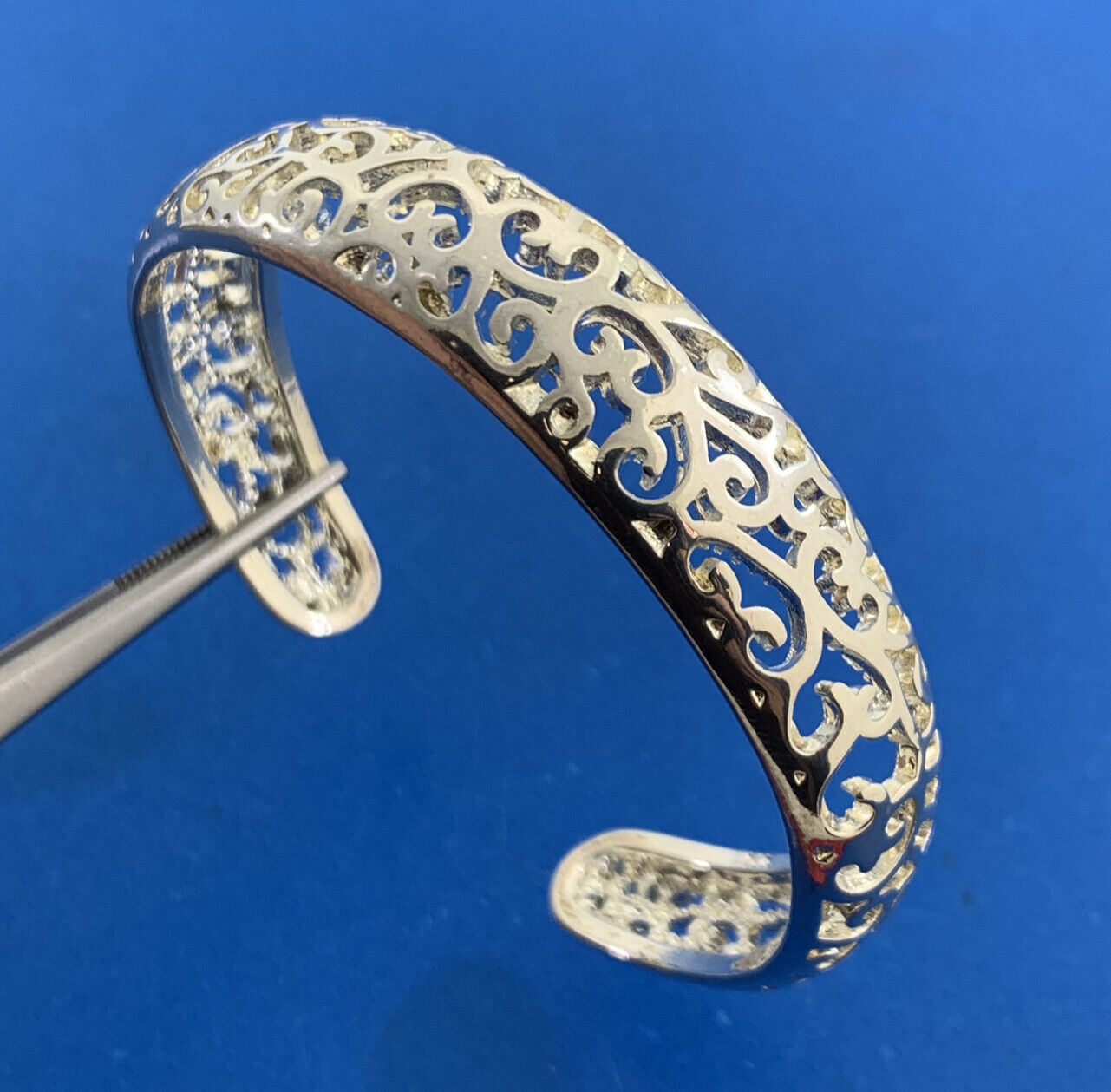 Designer 925 Sterling Silver Whimsical Scroll Open Cuff Bracelet