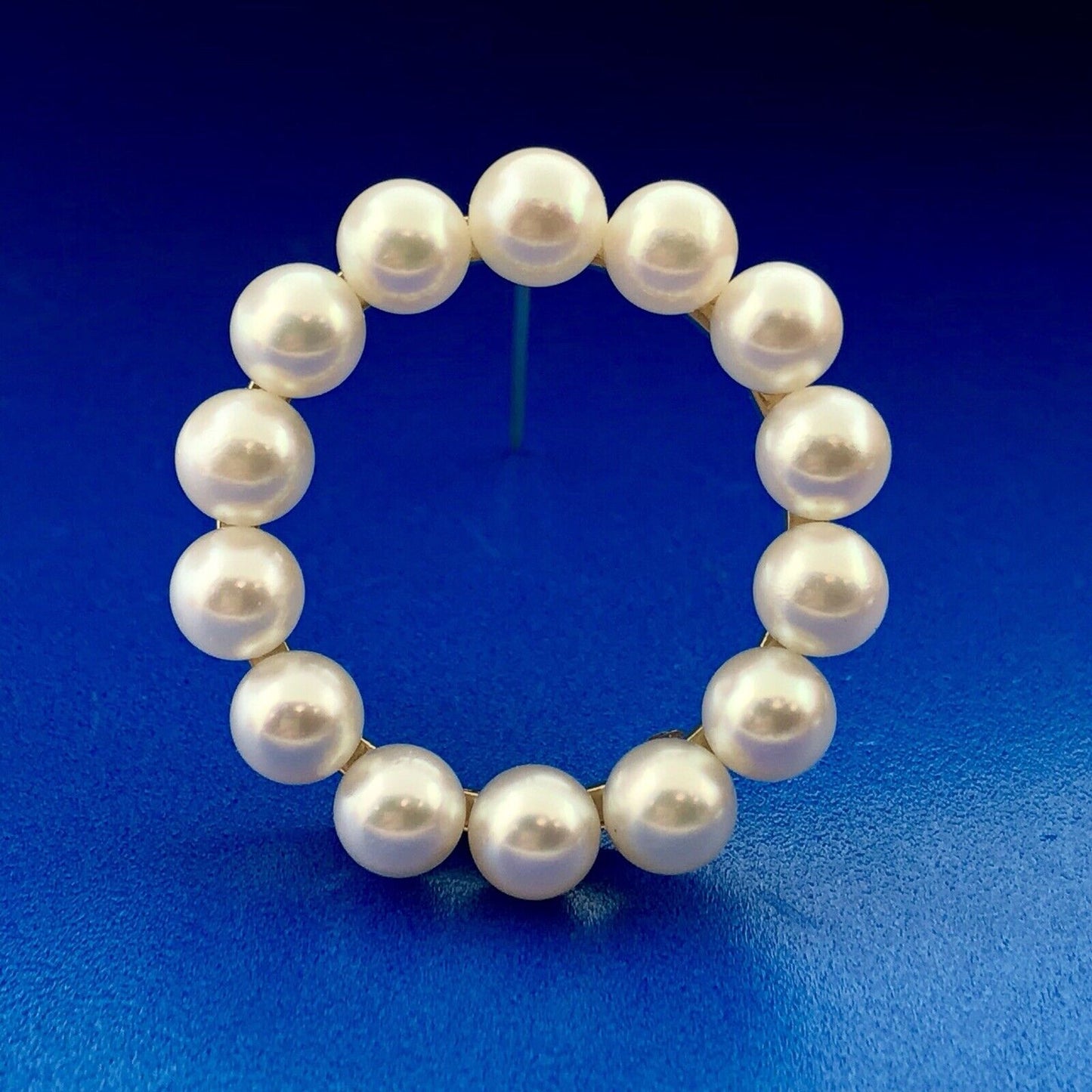 Vintage 14K Yellow Gold 6 MM Pearl Wreath Pin Brooch Pendant