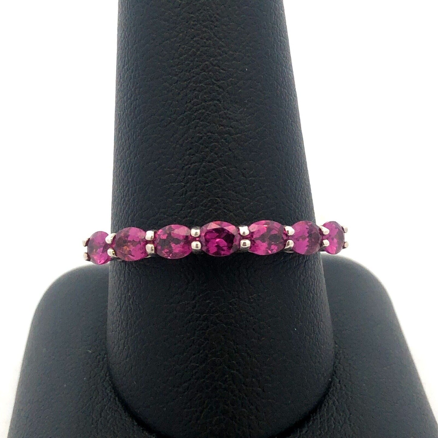 Designer STS 925 Sterling Silver Oval Pink Tourmaline Stackable Band Ring