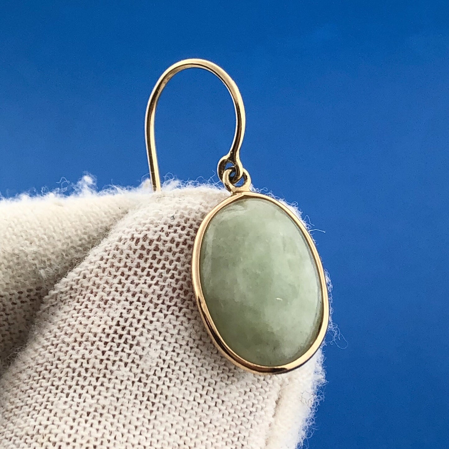 14k Yellow Gold Jade Drop Earrings