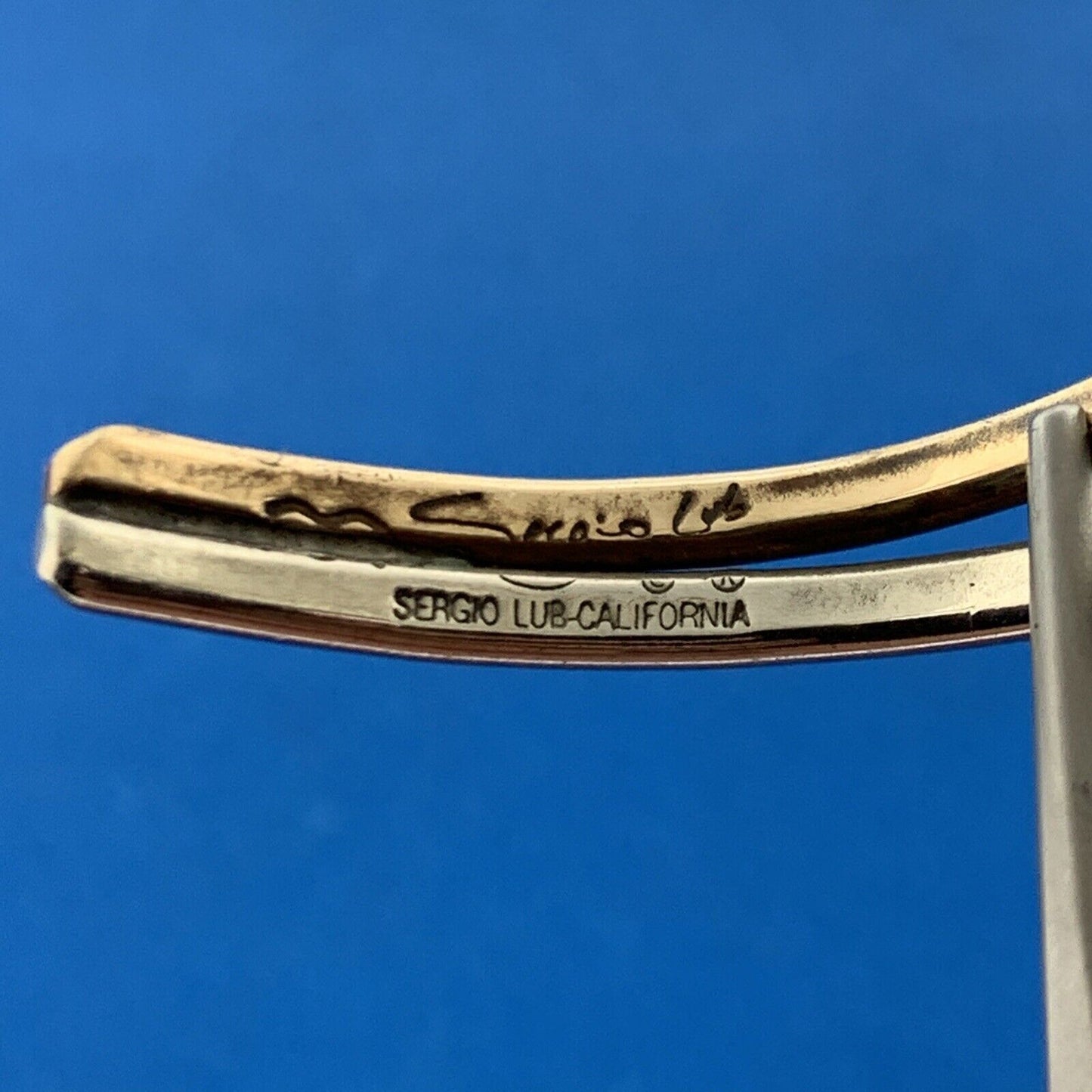 Designer Sergio Lub California Brass Silver Toned Wavy Band 6" Cuff Bracelet