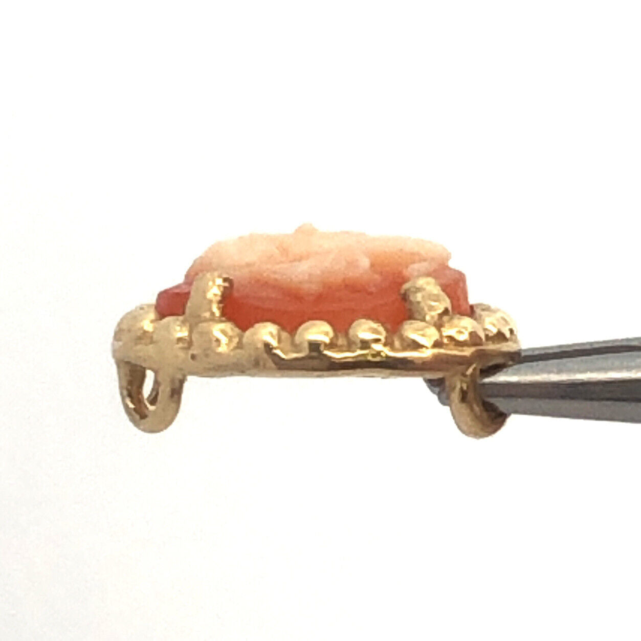 Designer 10K Yellow Gold Oval Carved Cameo Slide Bracelet Charm