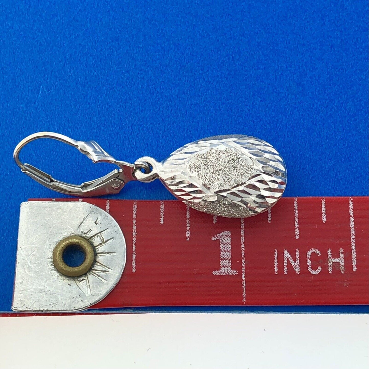 Retro SLC 14K White Gold Diamond Cut Polished Brushed Pear Drop Dangle Earrings