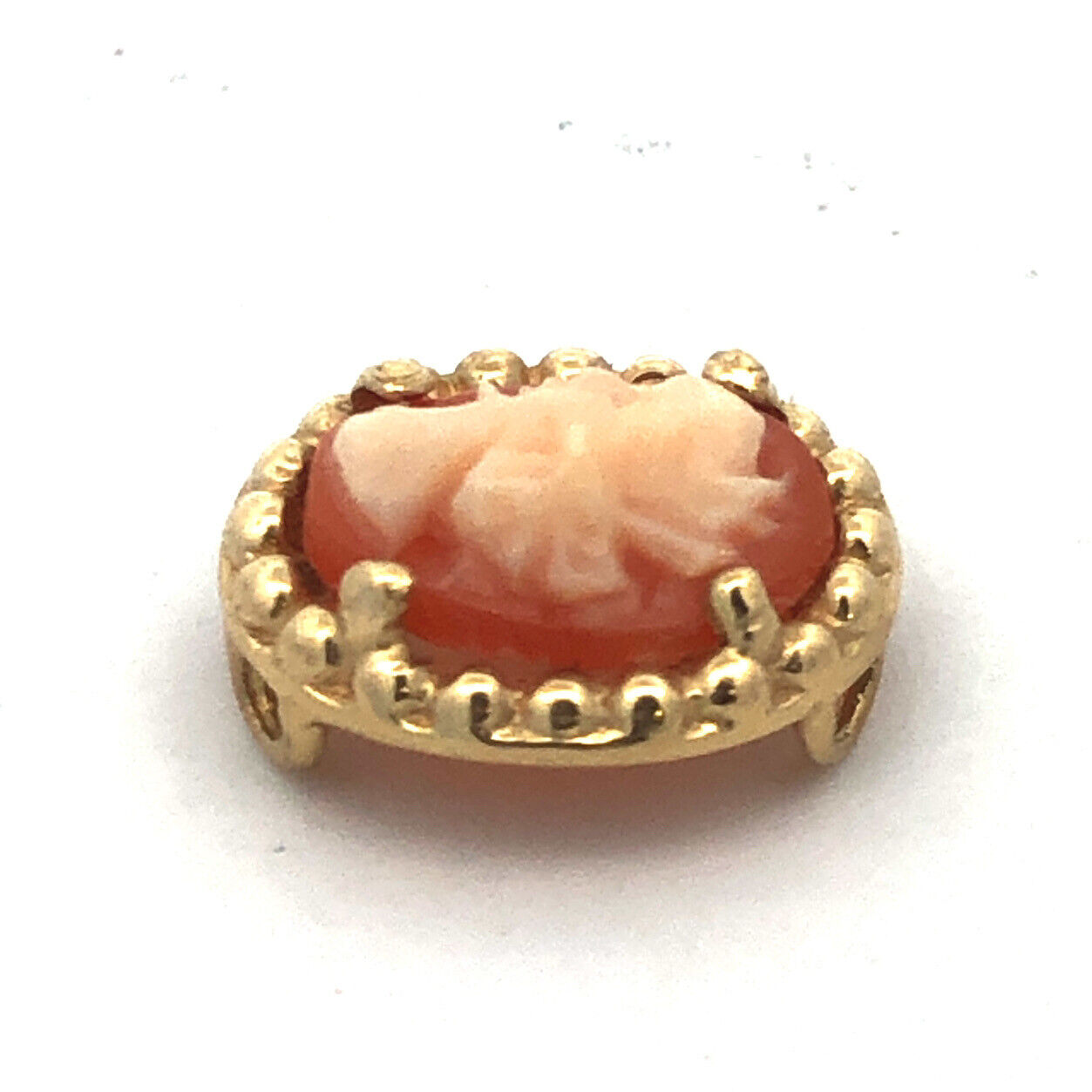 Designer 10K Yellow Gold Oval Carved Cameo Slide Bracelet Charm