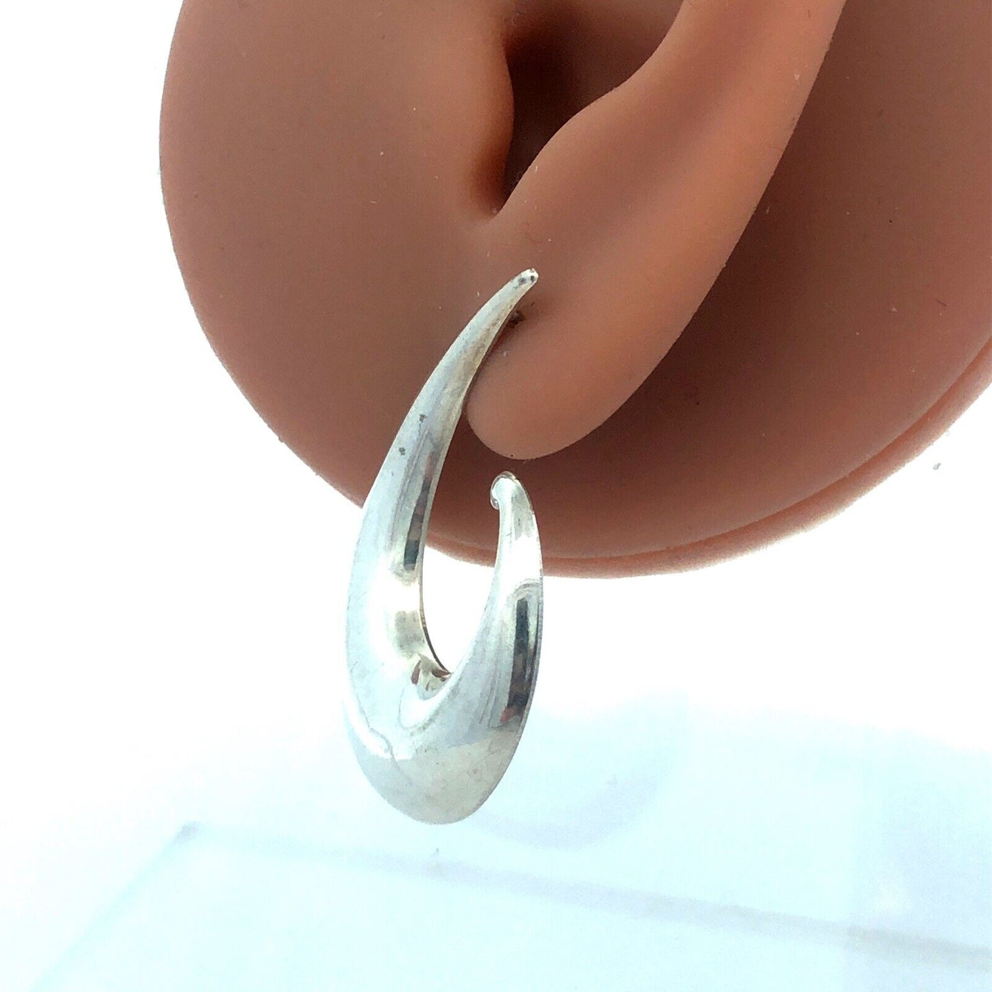 Estate 925 Sterling Silver 3D Modernist Wave Hook Statement Stud Earrings