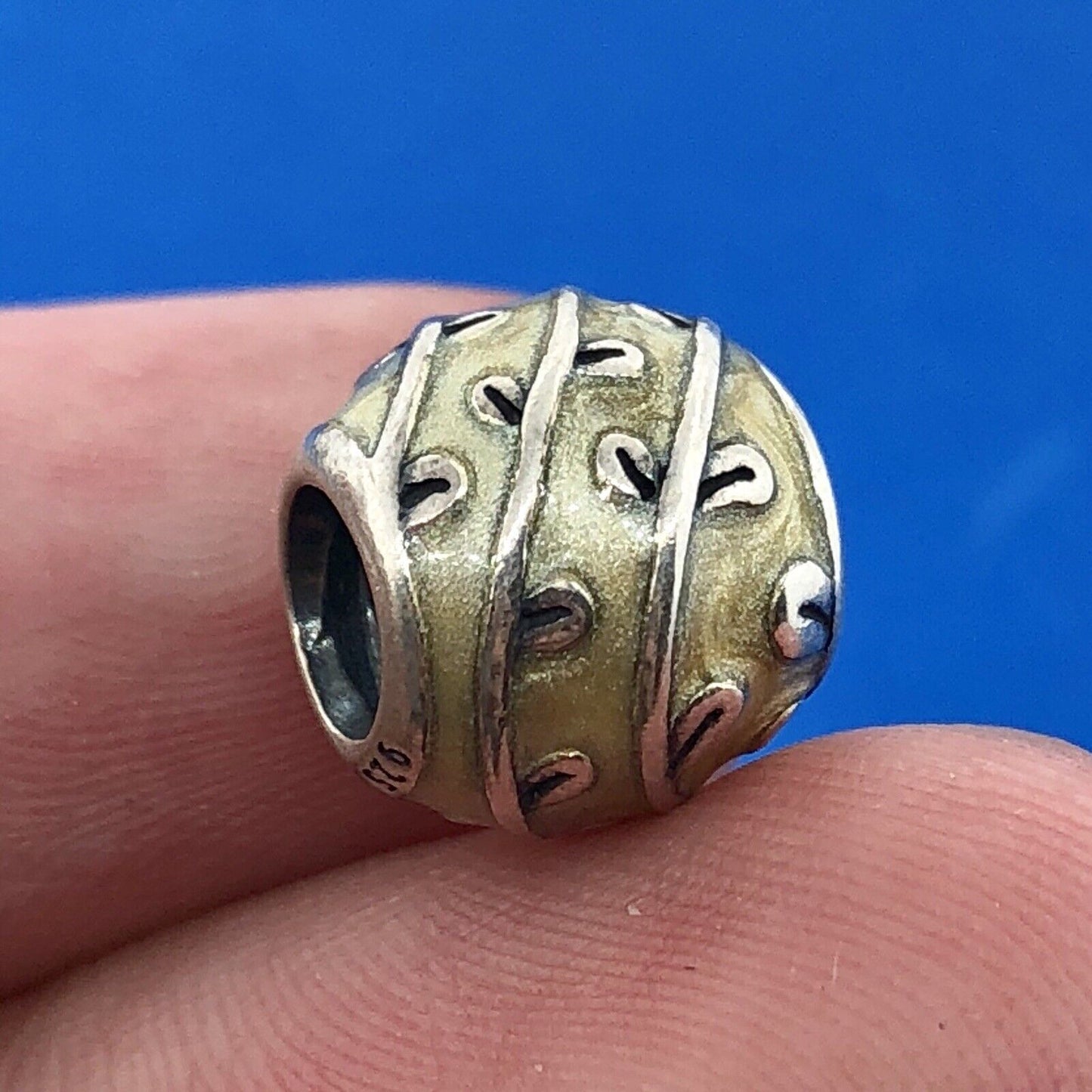 Genuine PANDORA ALE Sterling Silver Beige Enamel Vines Charm 790525EN19 Retired