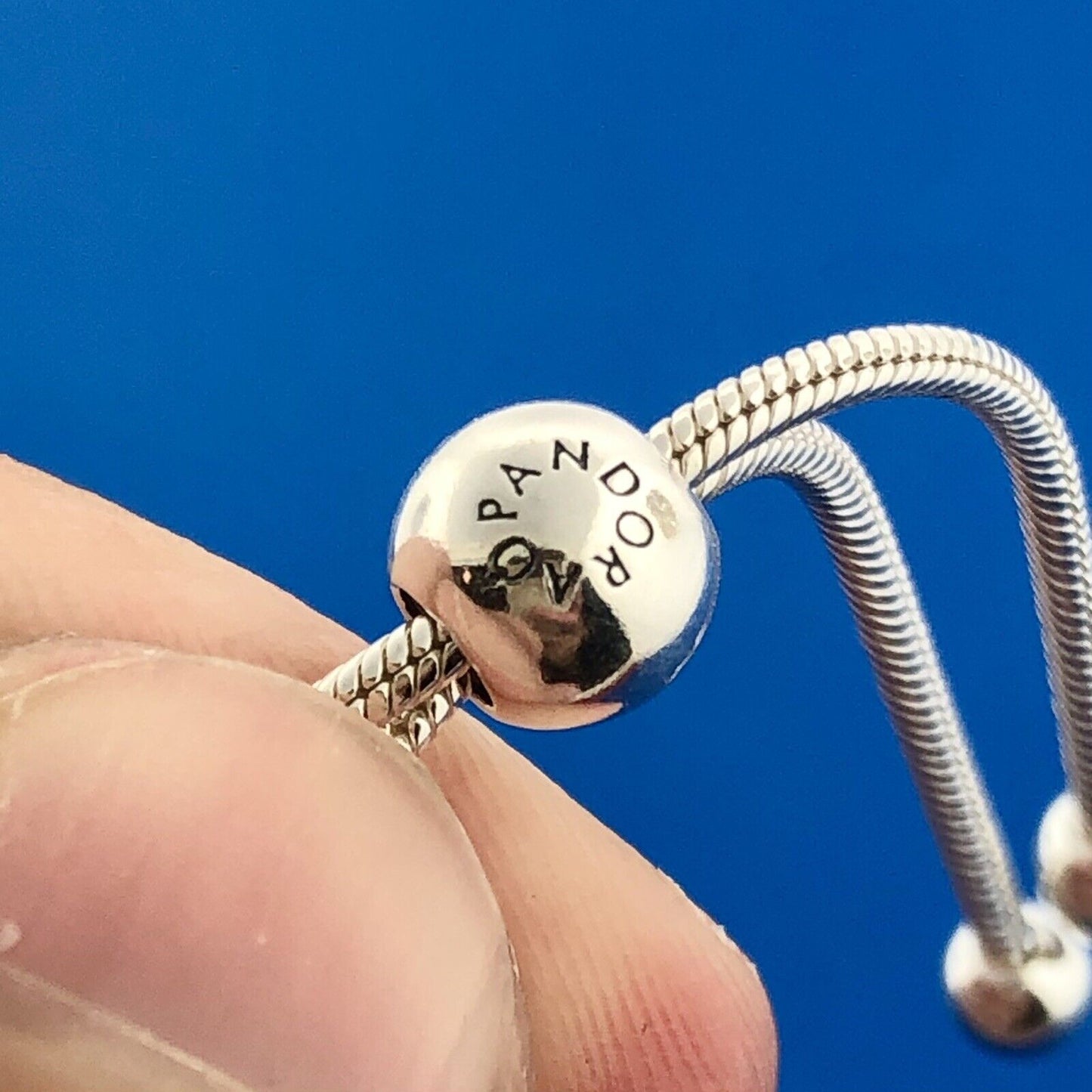 PANDORA Sterling Silver Snake Adjustable Bracelet With Sparkling Snowflake Charm