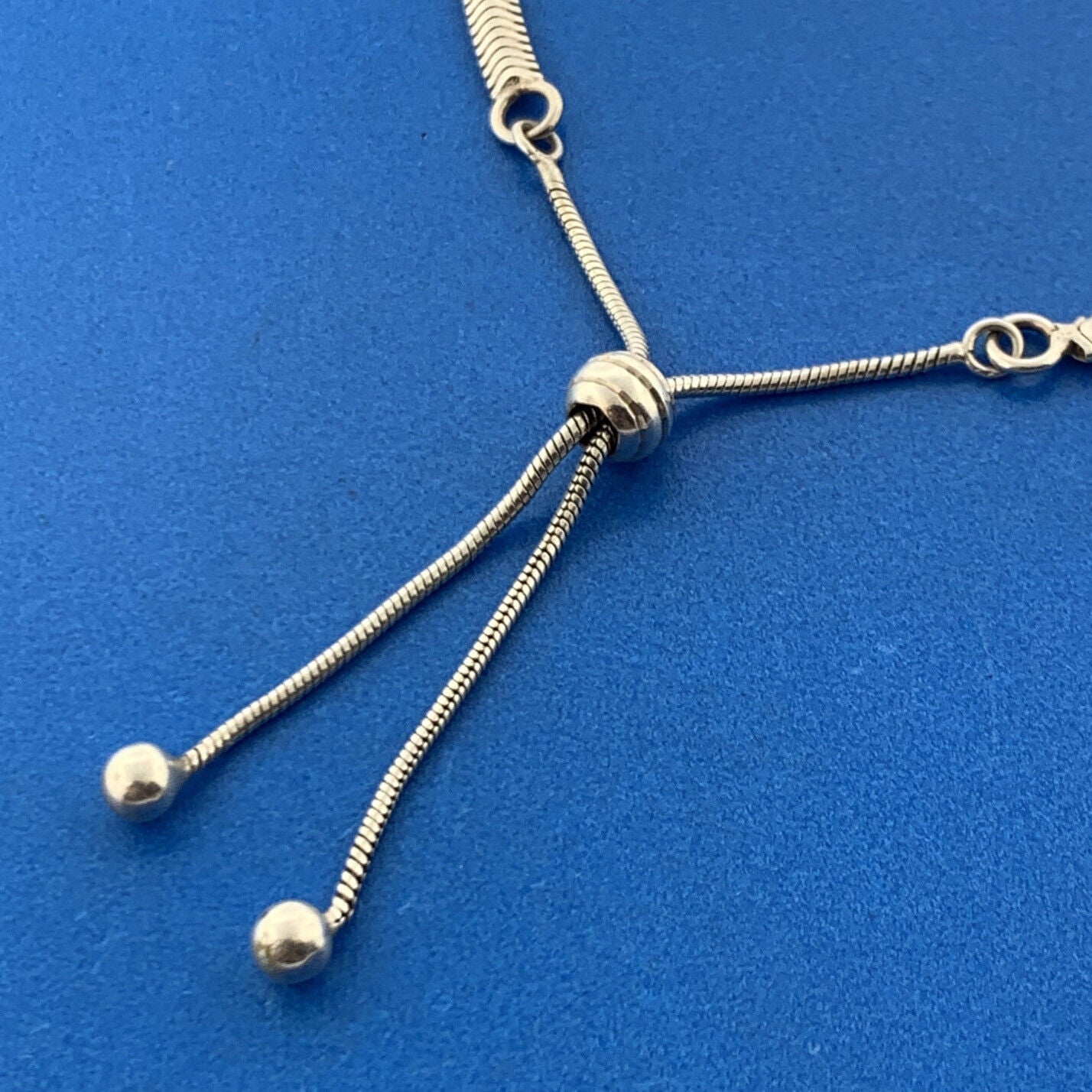 Estate Sterling Silver 925 Slinky Snake Link Adjustable Lariat Style Bracelet