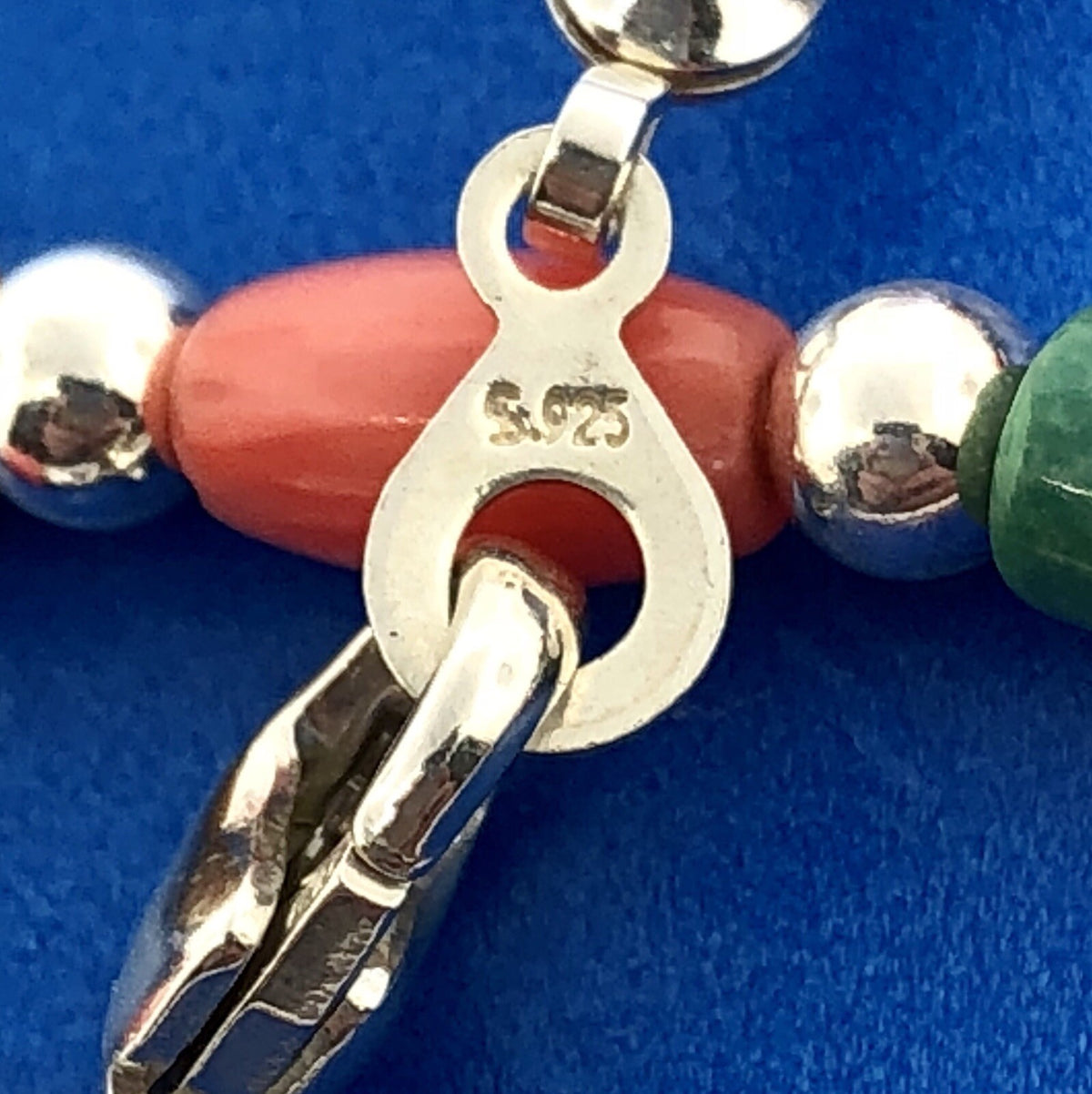 Designer Sterling Silver Turquoise Coral Amethyst Japser Tigers Eye Necklace