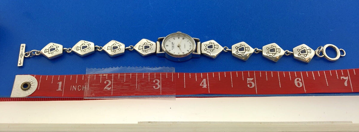Stone Age Native American Artisan Sterling Silver 925 MOP Bracelet Watch