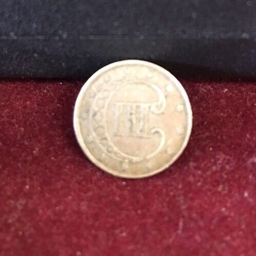 1852 Three 3 Cent Silver Piece Type 1 Trime Coin