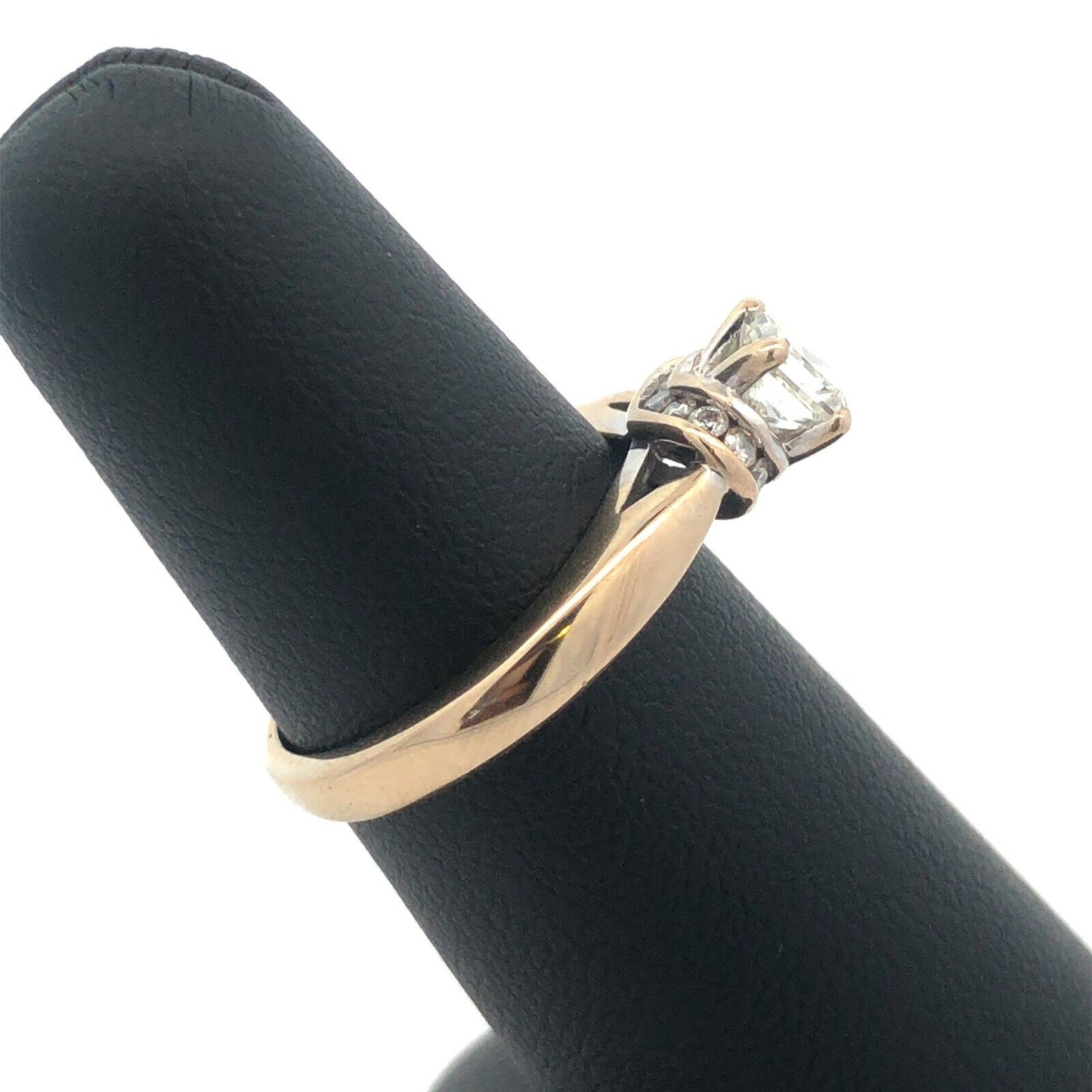 14K White Gold Princess Diamond Center Accented Size 7. 25 Engagement Ring