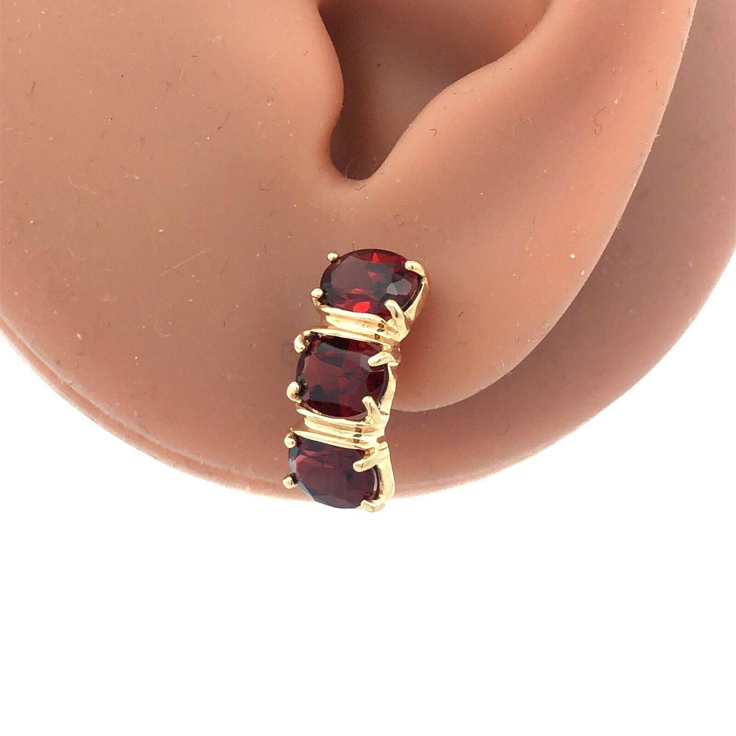 14K Yellow Gold Oval Rhodolite Garnet January Drop Pierced Earrings