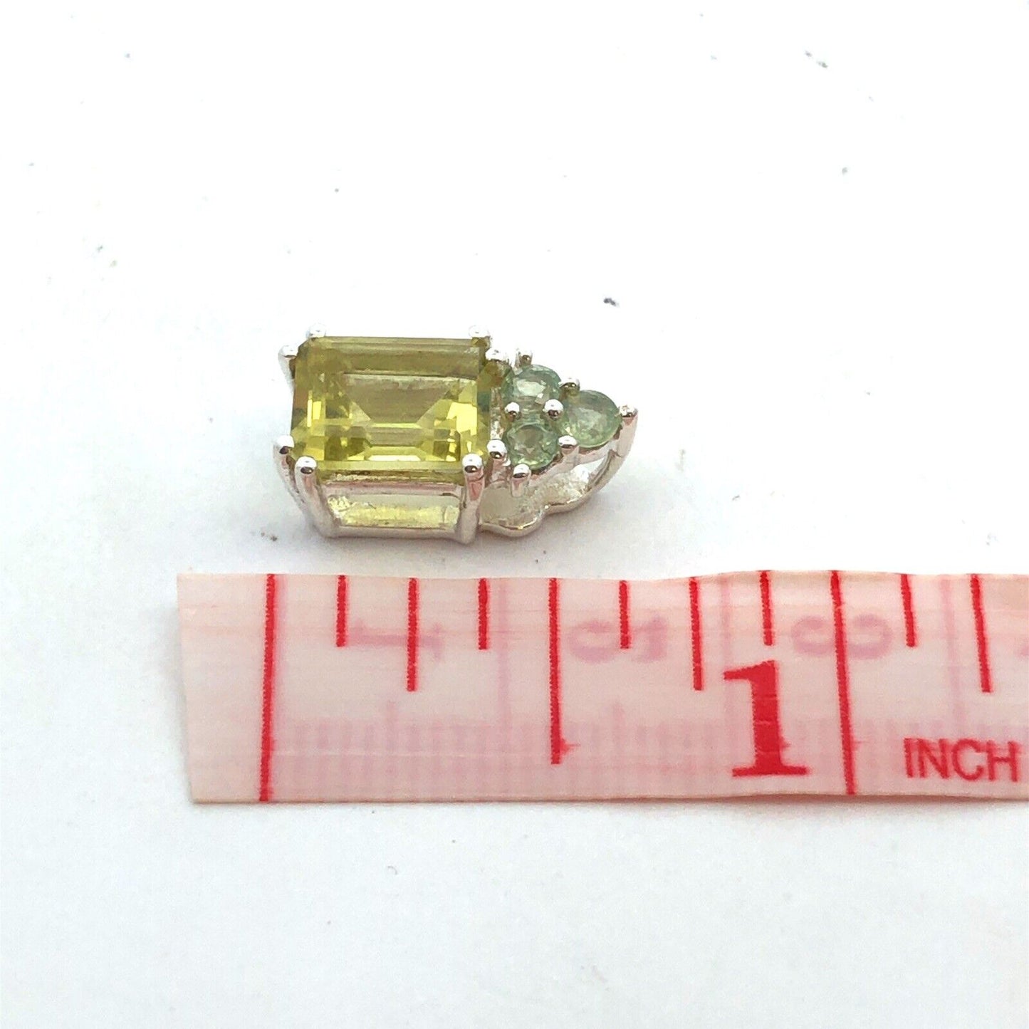 Designer TGGC 925 Sterling Silver Emerald Cut Peridot Green Topaz Accent Pendant