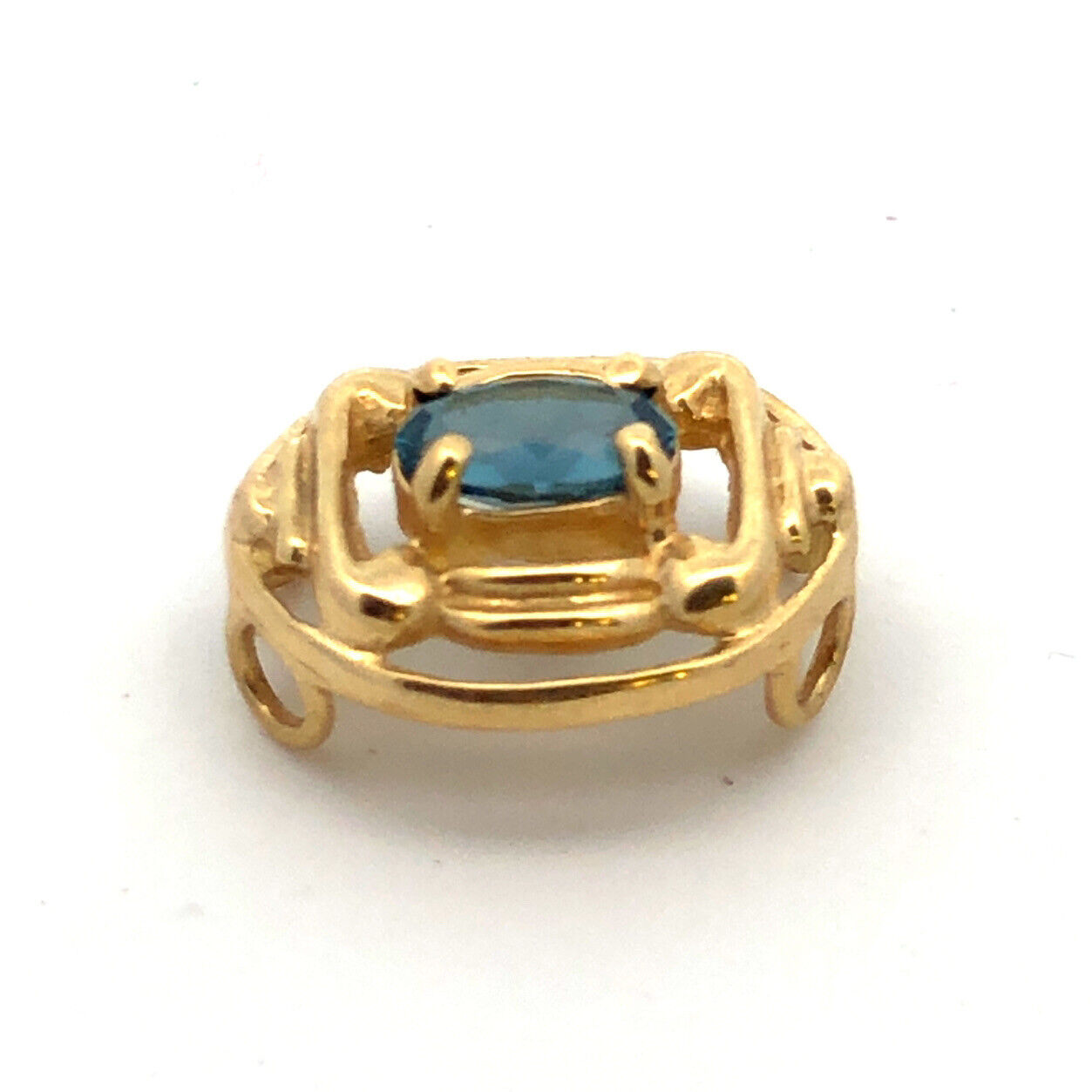 Designer OMG 10K Yellow Gold Oval Blue Topaz Slide Bracelet Charm