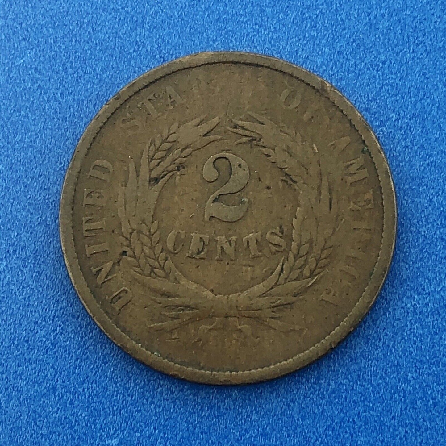 1864 P Bronze Two-Cent Piece Union Shield Large Motto Philadelphia Mint Coin
