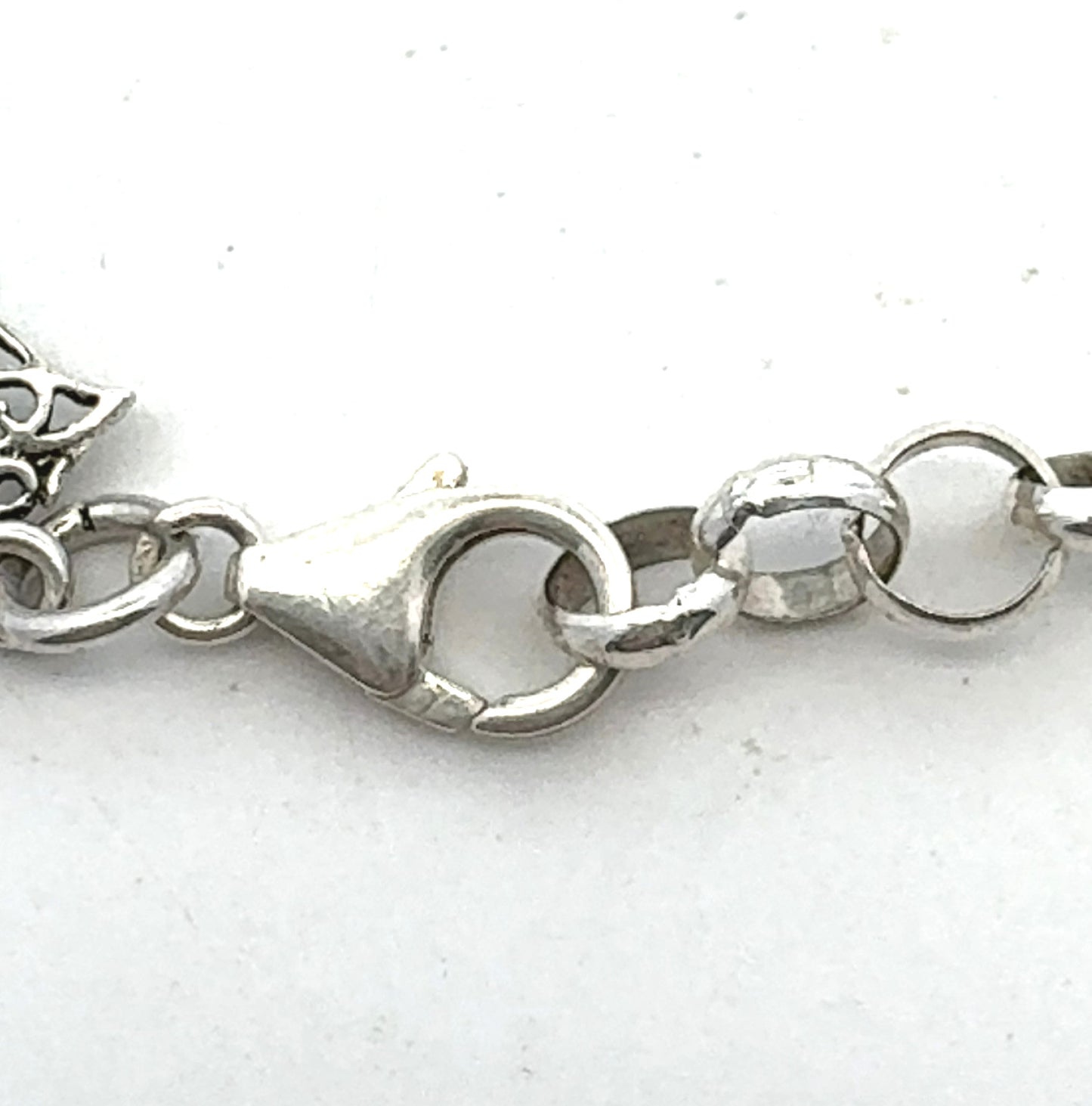 Estate 925 Sterling Silver Filigree Butterfly Station Tennis Bracelet