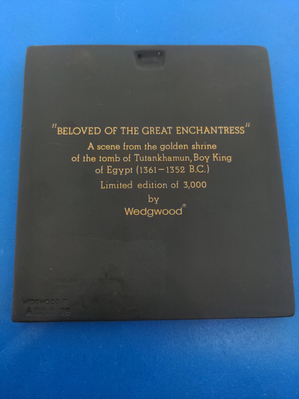 Wedgwood "Beloved of The Great Enchantress" Black Basalt Gilded Egyptian Plaque