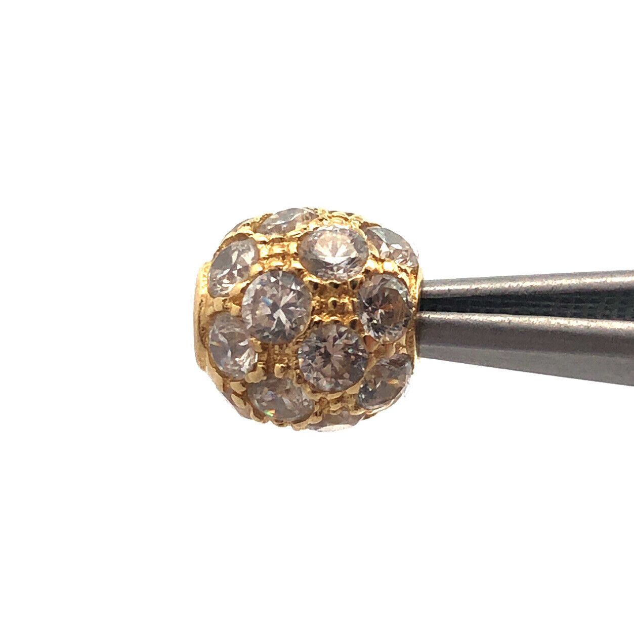 Gorgeous 14k Yellow Gold Sparkling Round Cut CZ Circular Sphere Bracelet Charm