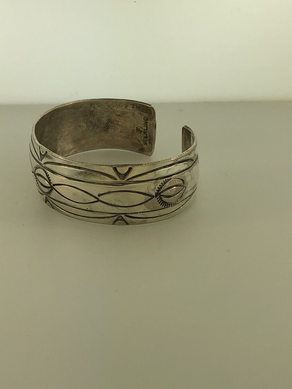 Vintage Navajo Fannie Platero 925 Sterling Silver Concho Style Cuff Bracelet