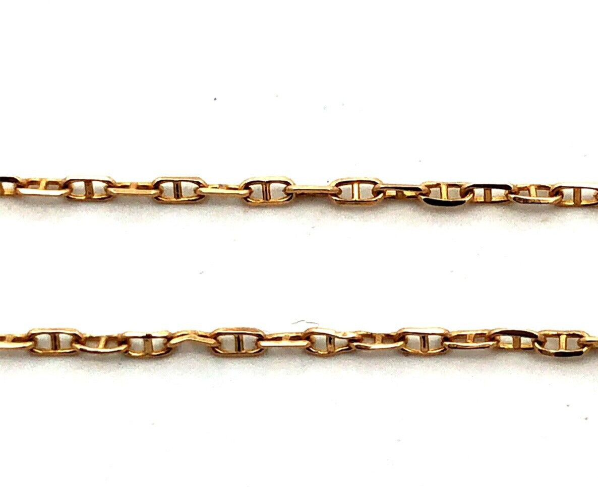 Designer Italy 14K Yellow Gold Anchor Mariners Link Chain Necklace