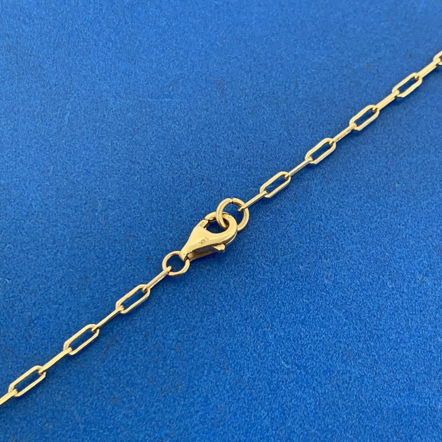 14K Yellow Gold Four Leaf Clover Paper Clip Chain Station Necklace