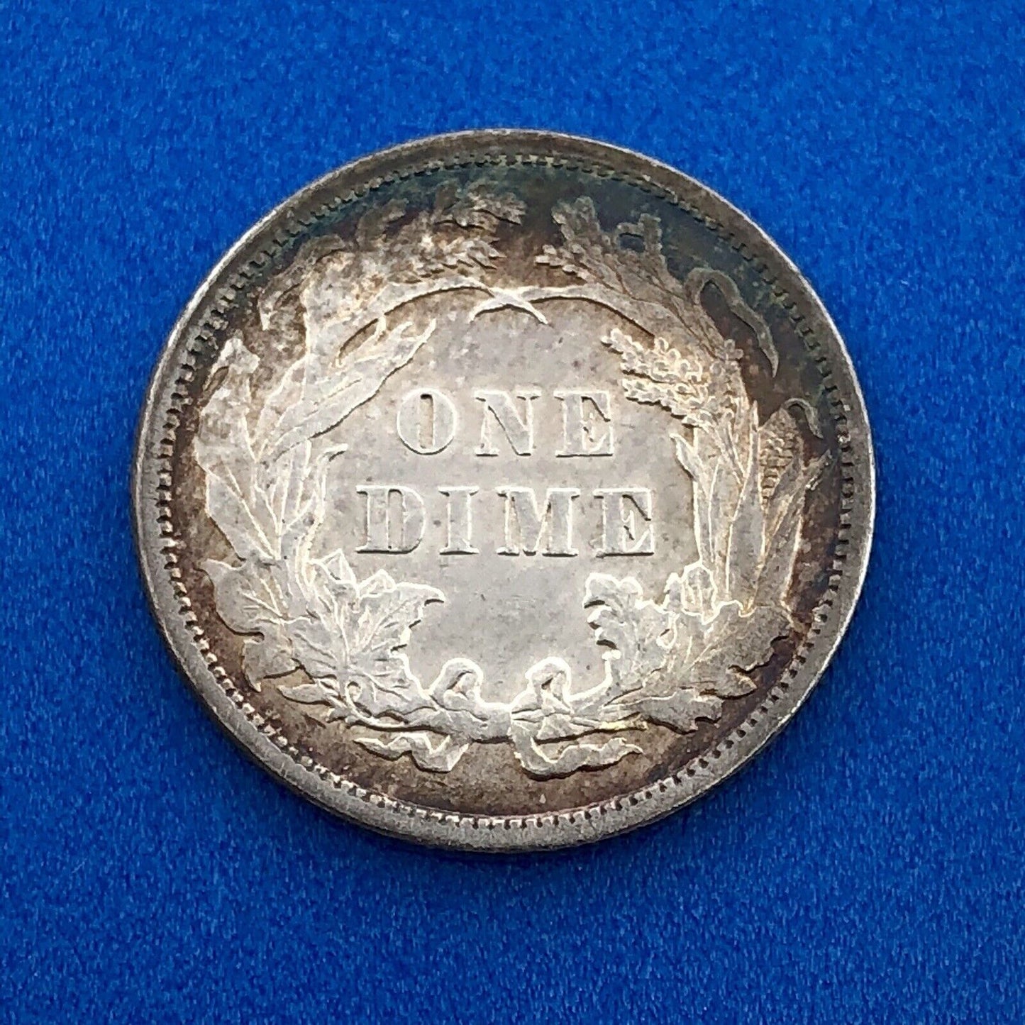 1890 P Silver Seated Liberty Dime Better Key New Orleans Coin Sunset Tone AU DET