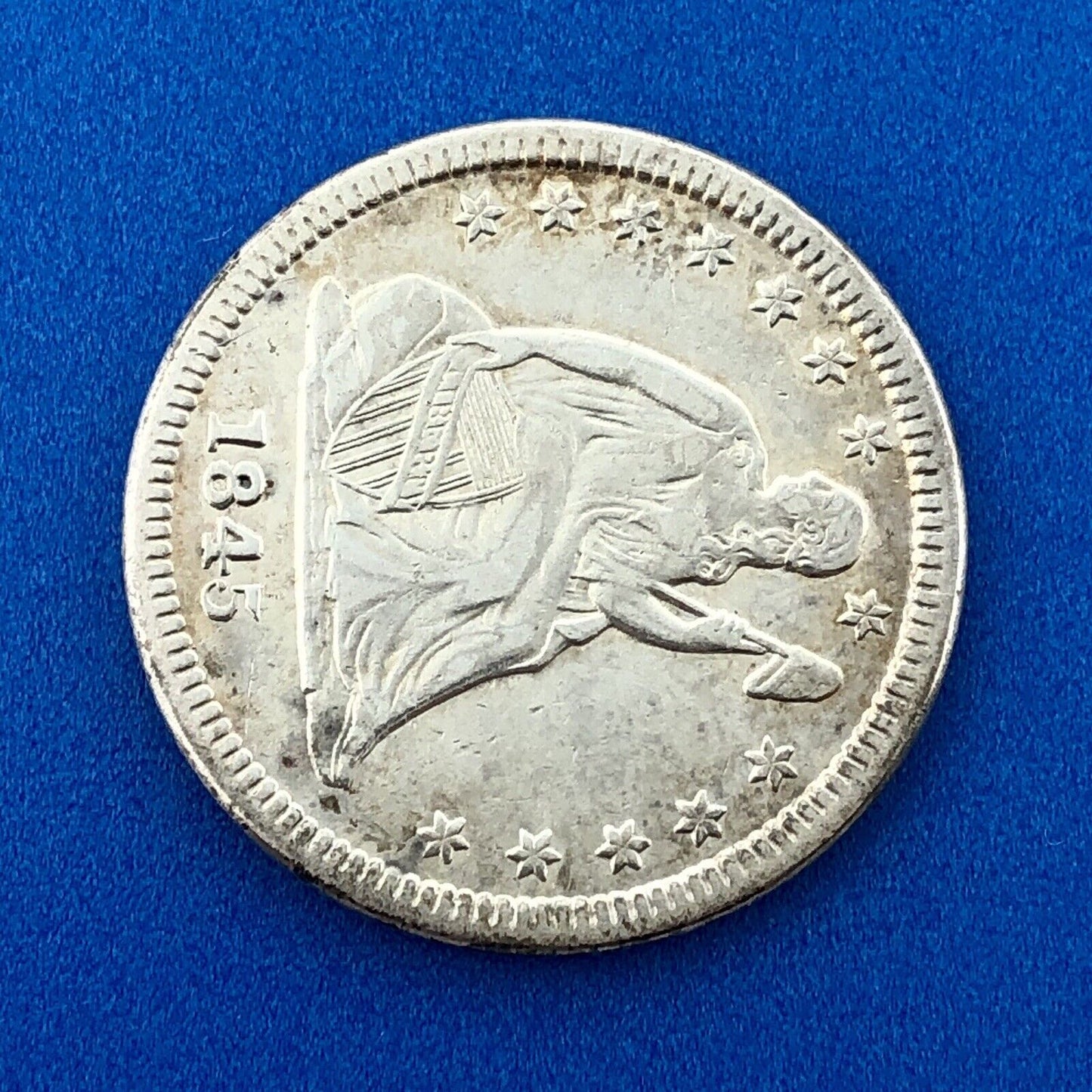1845 P Seated Liberty Silver Quarter Dollar $.25 25c Philadelphia AU Details