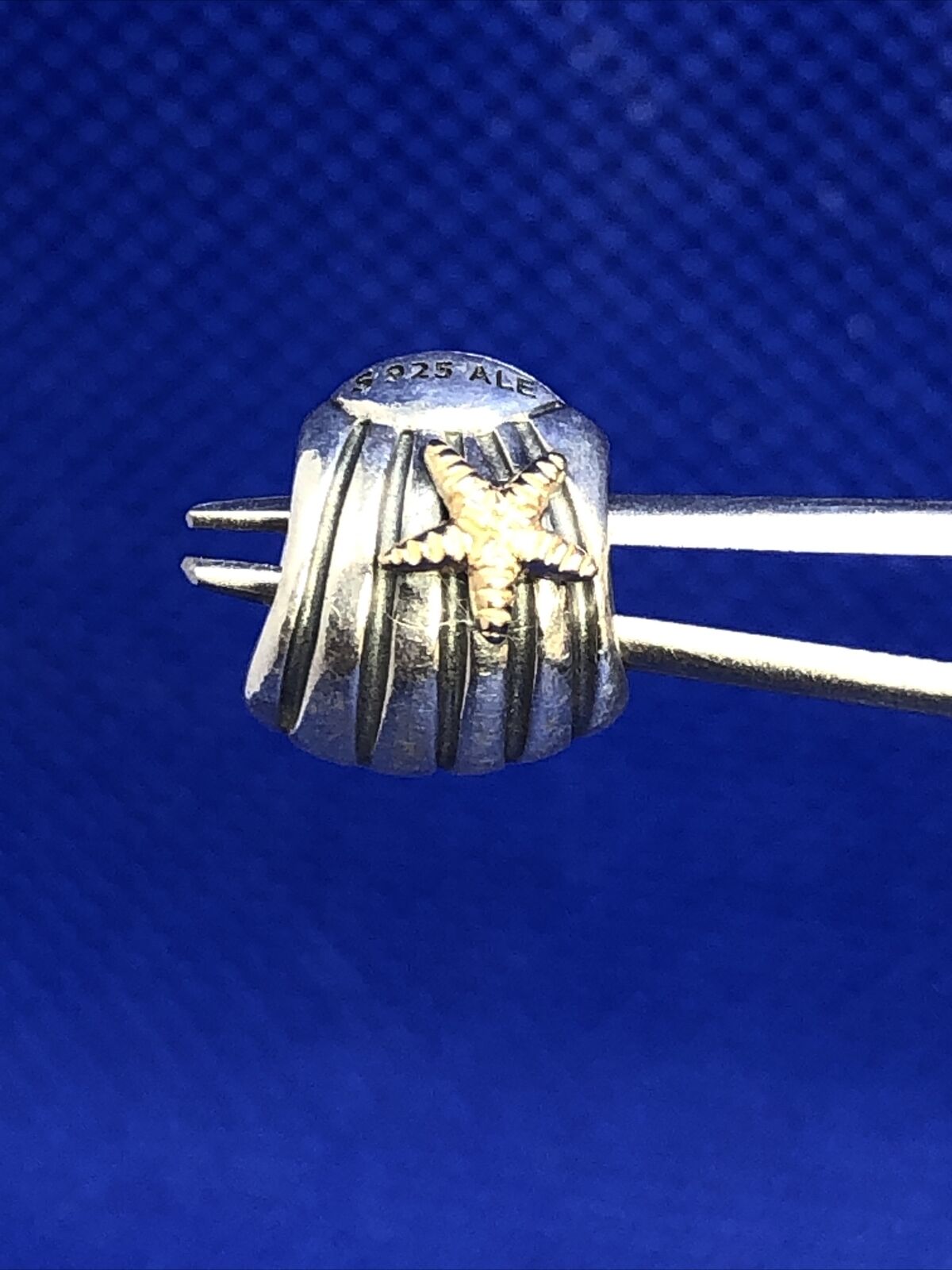 PANDORA ALE Two-Toned 925 Sterling 14K Gold Seashell Starfish Bead Charm 790249