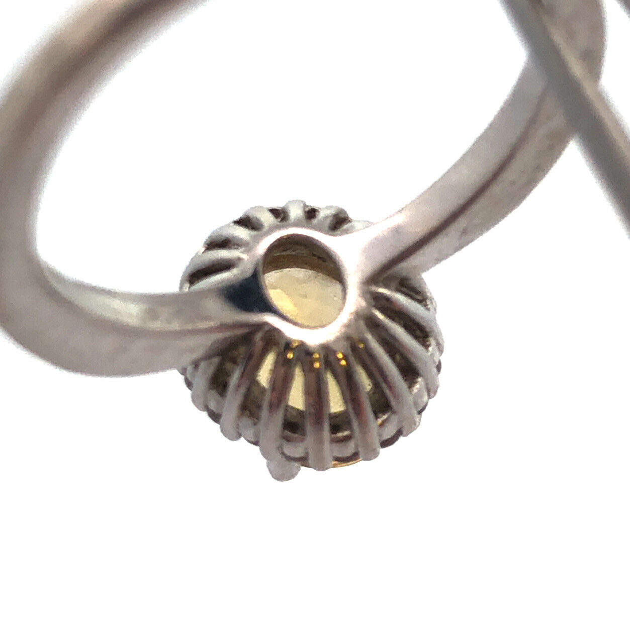Designer DK 925 Sterling Silver Oval Citrine Diamond Accented Cocktail Ring