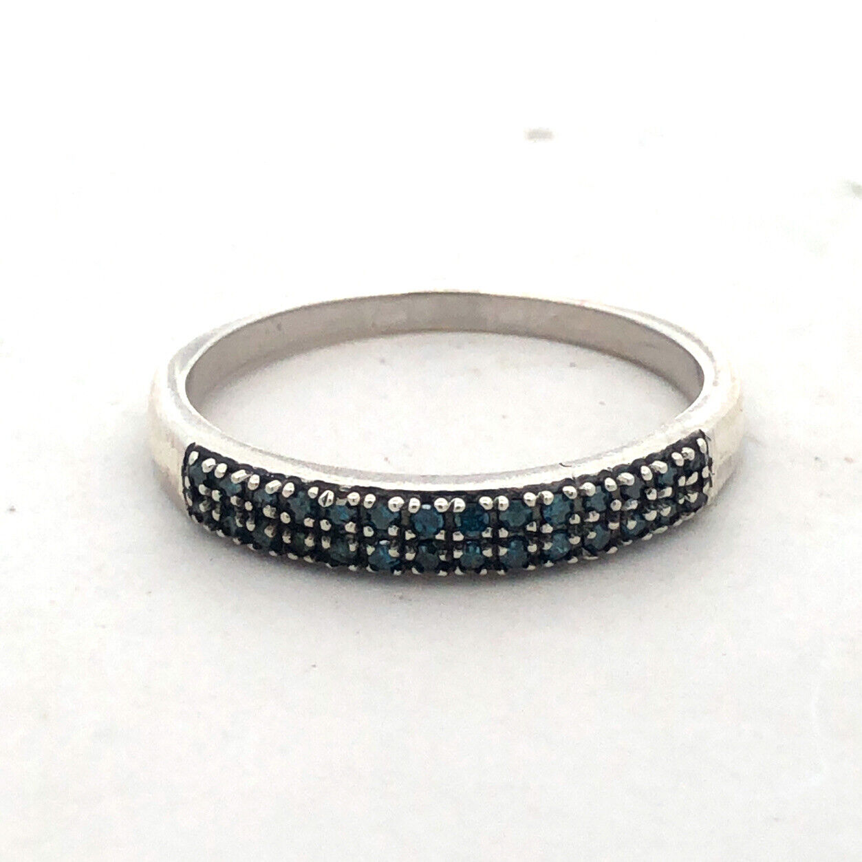 Designer DJoy 925 Sterling Silver Blue Sapphire Pave Anniversary Band Ring
