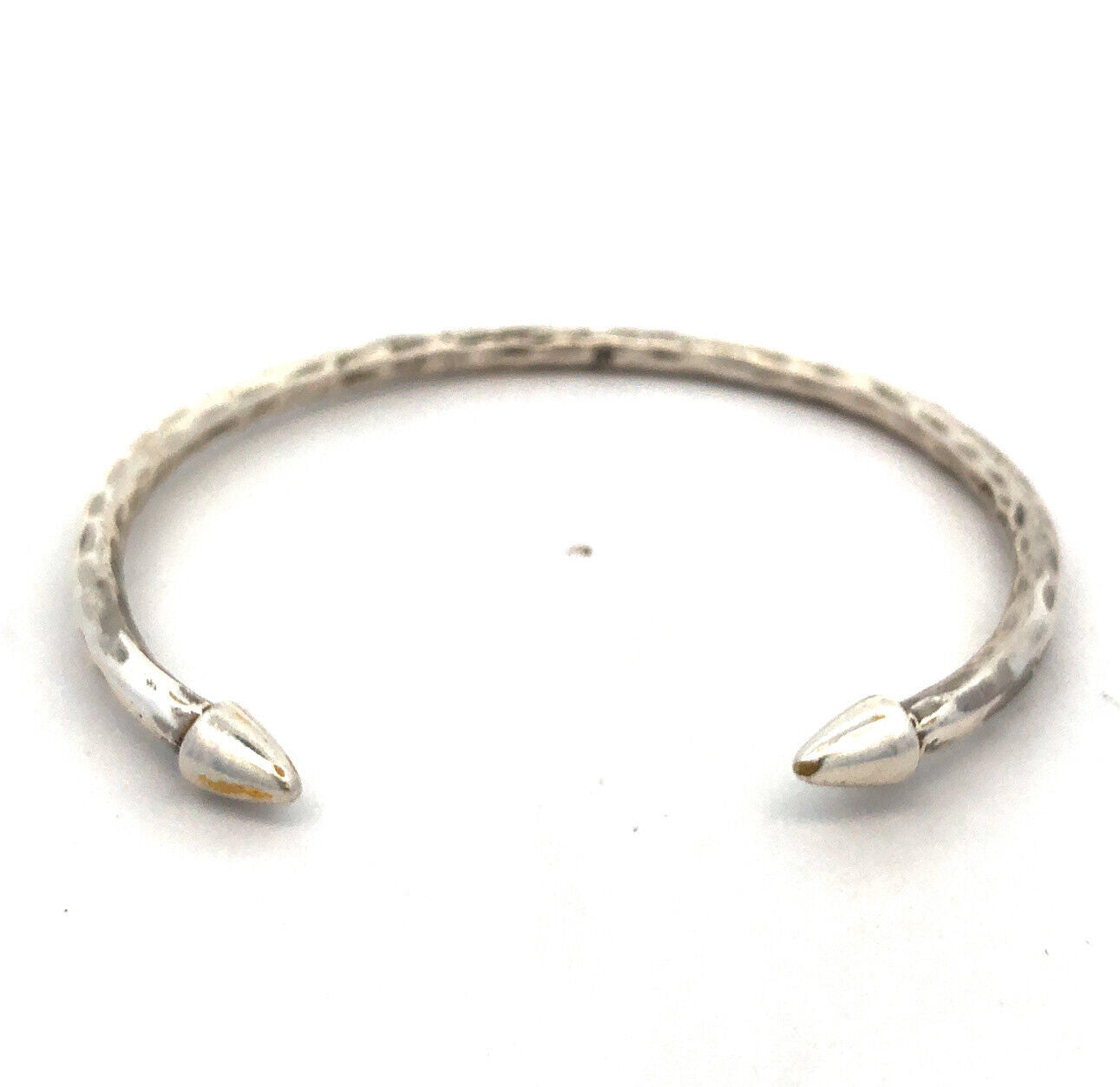 Vintage Artisan Designer Silver Plate Hammered Open Bangle Cuff Bracelet