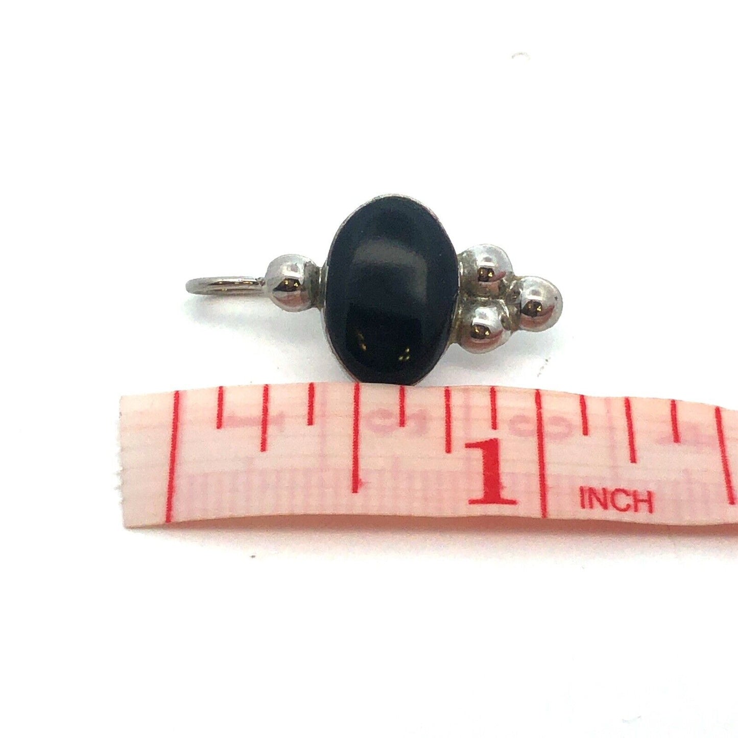 Vintage ATI Mexico 925 Sterling Silver Oval Black Onyx Hook Dangle Earrings