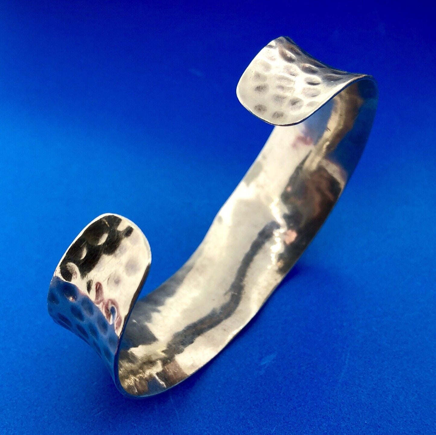 Vintage Mexico Taxco TC 138 Sterling Silver 925 Hammered Wave Cuff Bracelet