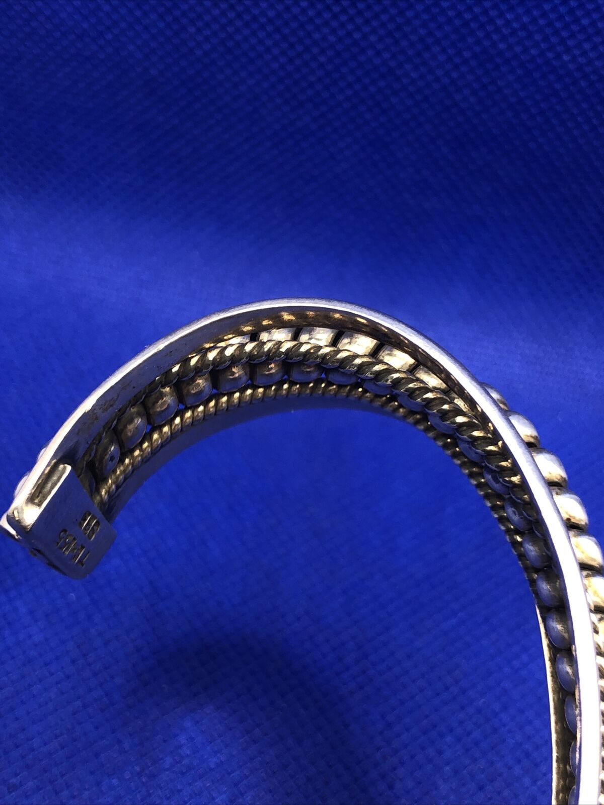 Taxco TC-155 925 Sterling Silver Ribbed Rope Twist Open Statement Cuff Bracelet