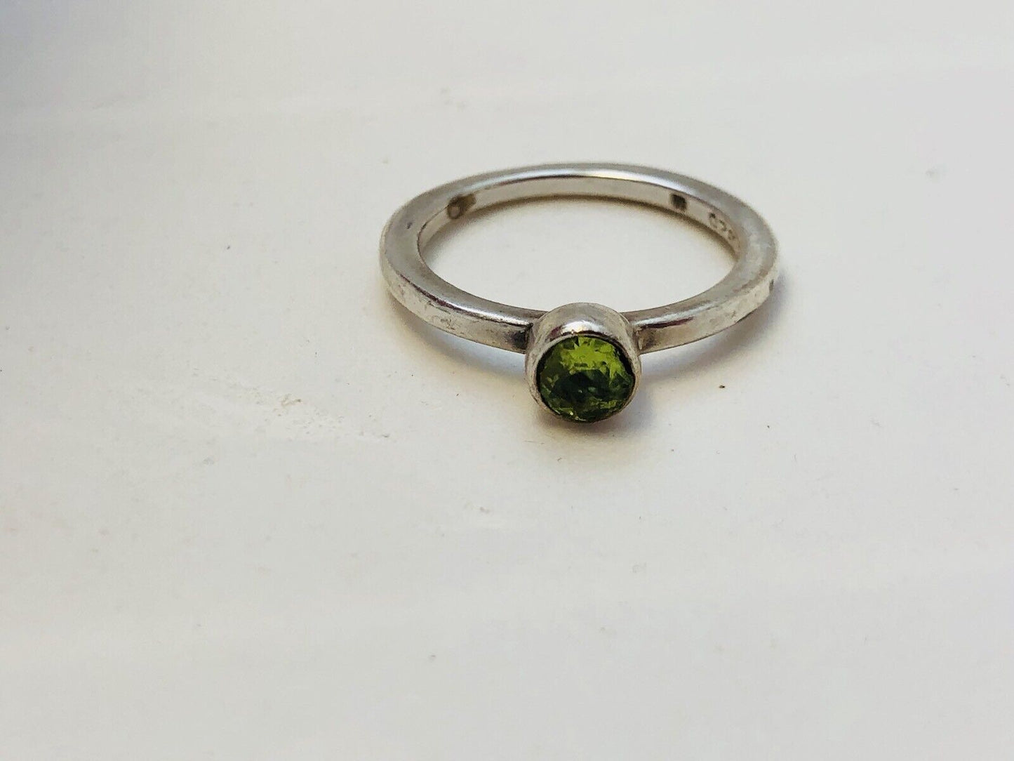 Designer Sterling Silver 925 Round Peridot Station Stackable Band Ring