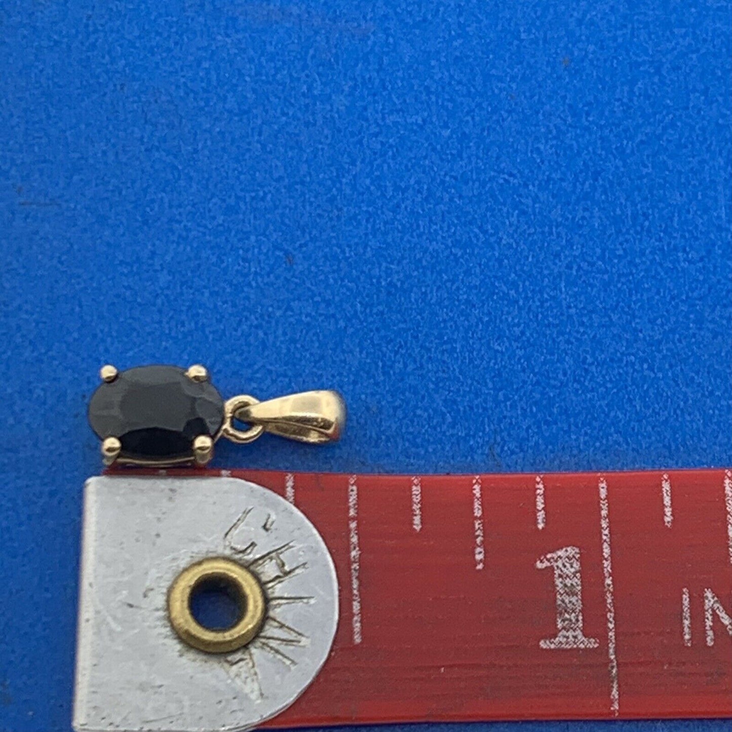 10K Yellow Gold Oval Blue Sapphire Charm Pendant