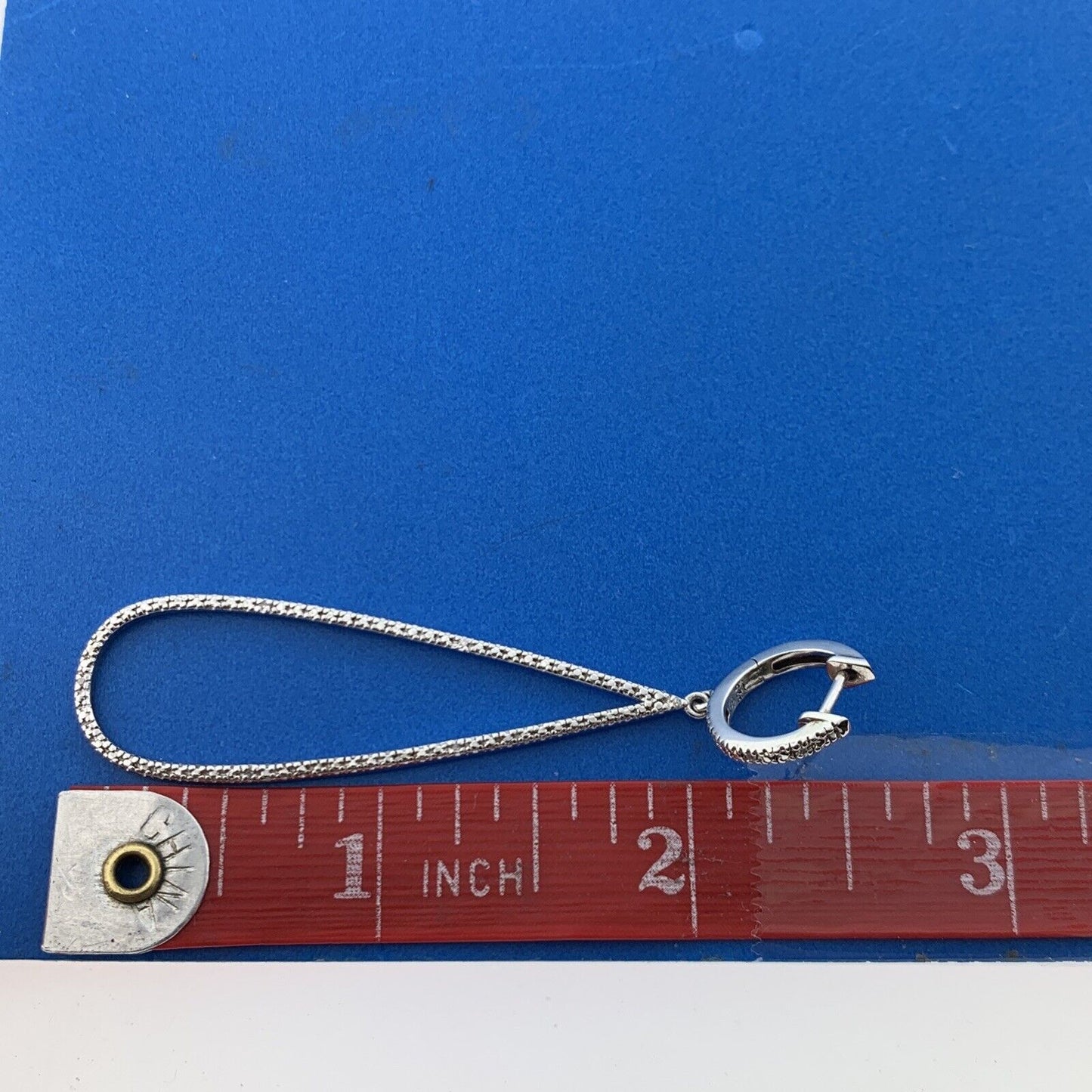 Designer 925 Sterling Silver Diamond Accented Elongated Hoop Earrings