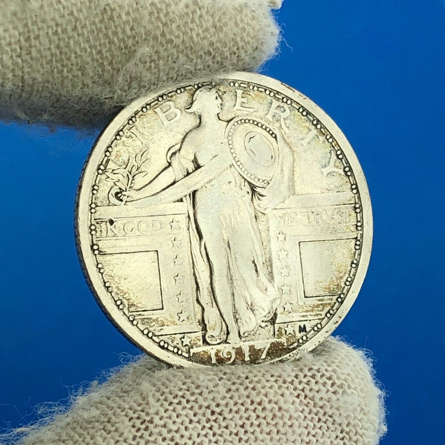 1917 P Standing Liberty Silver Quarter 25c Type 1 Philadelphia VF/XF Details