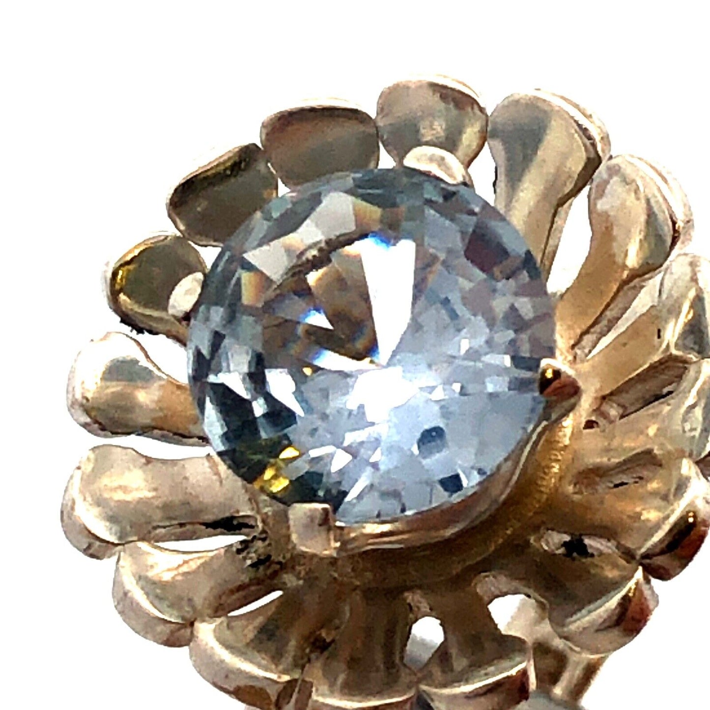 Vintage Designer Mexico 925 Sterling Silver Round Tanzanite Flower Cocktail Ring