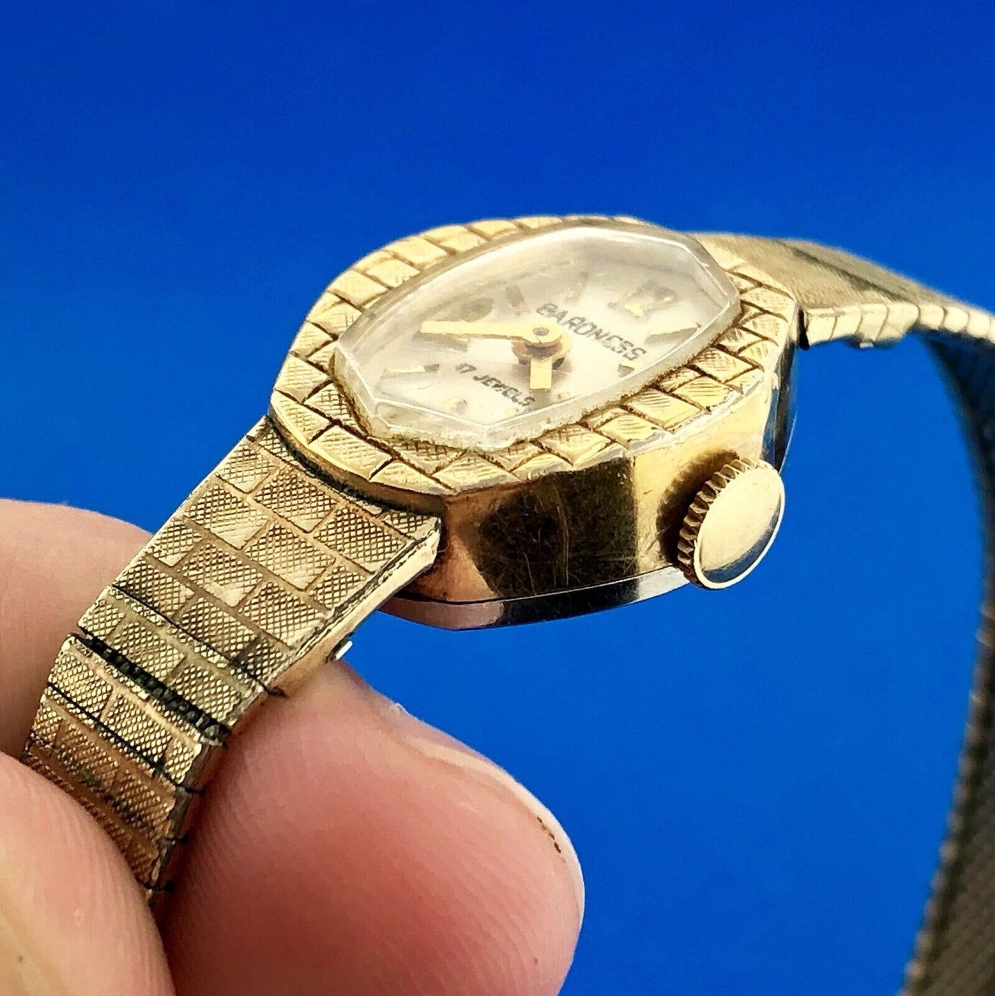 Mid Century Ladies 10K Rolled Yellow Gold Plate Baroness 17j Automatic Watch