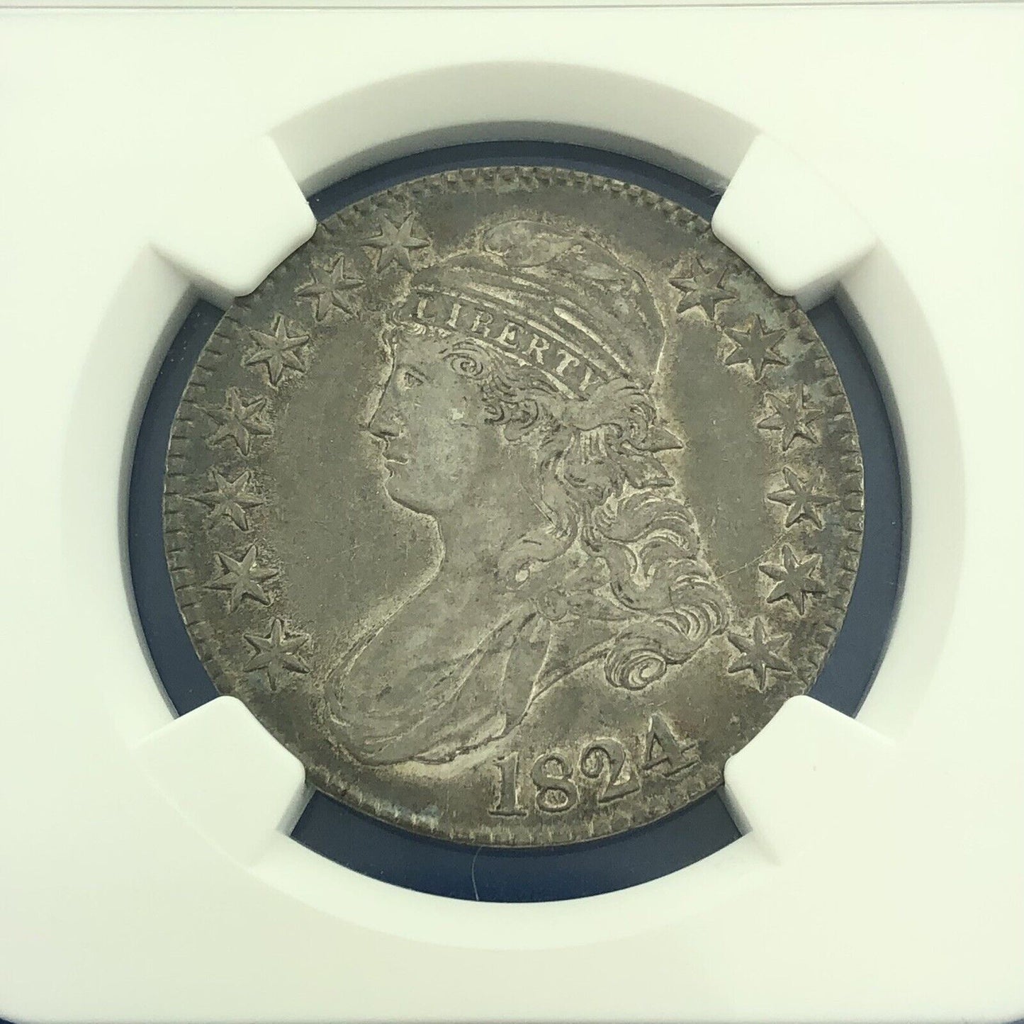 1824 Capped Bust Silver Half Dollar 50c Lettered Edge NGC XF45 Early US Coin