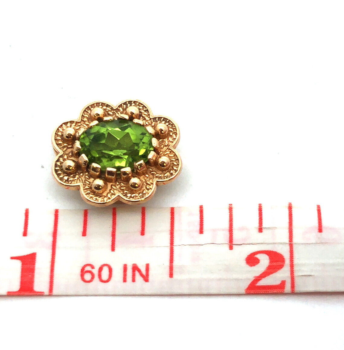 Designer 14K Yellow Gold Oval Peridot Floral Slide Bracelet Charm