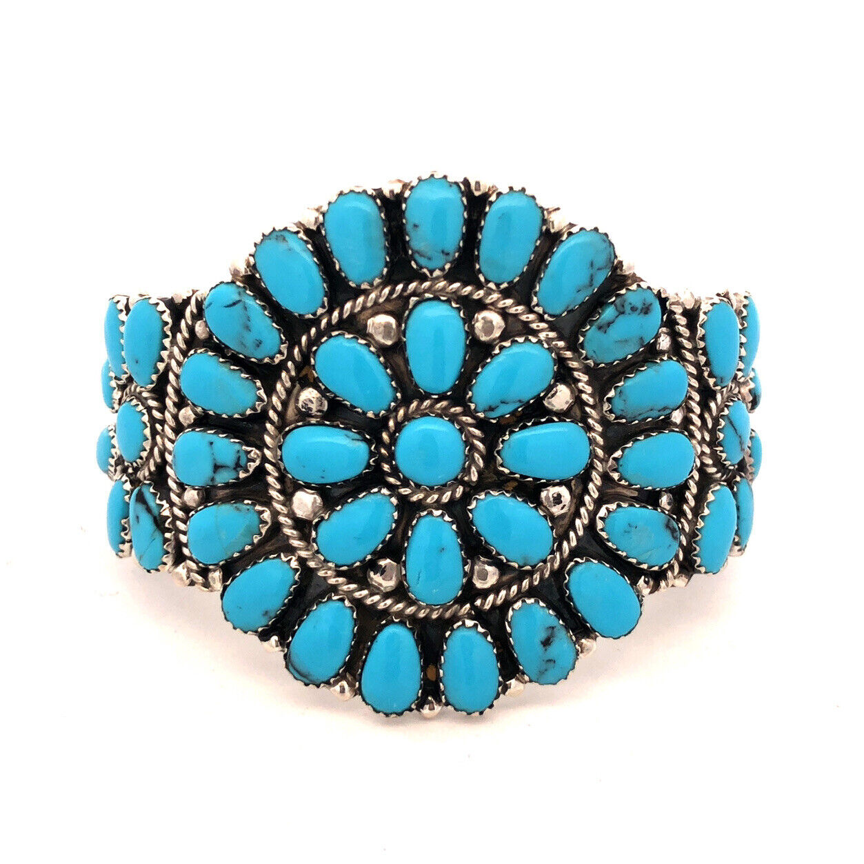 925 Silver Native American Juliana Williams Turquoise Statement Cuff Bracelet