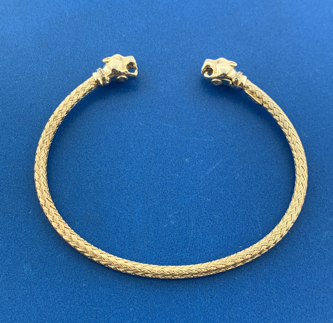 Dyadema Italy Sterling Silver Vermeil Two Tone Diamond Devil Dog Cuff Bracelet